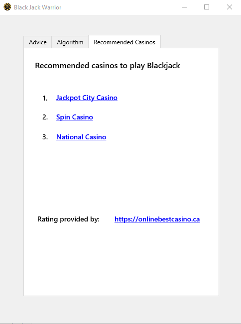 blackjack warrior recommended casinos window
